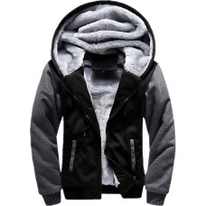 JiangWu Hoodies for Men Winter Heavyweight Fleece Sherpa Lined Zipper Sweatshirt Jackets